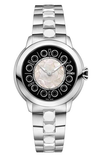 Women's Fendi Ishine Rotating Semiprecious Stone Bracelet Watch, 38mm