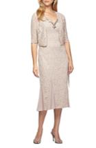 Women's Alex Evenings Lace Tea Length Dress With Bolero Jacket
