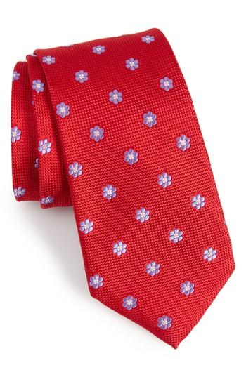 Men's Calibrate Cloisters Neat Silk Tie, Size - Red