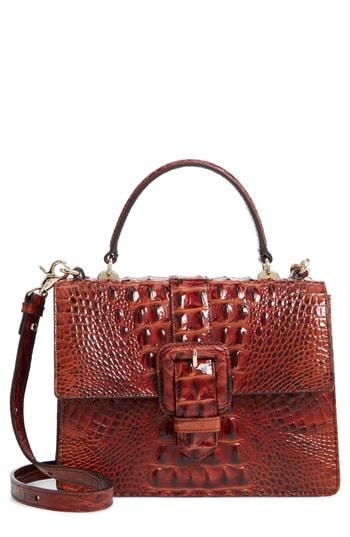 Brahmin Mini Francine Croc Embossed Leather Satchel - Brown