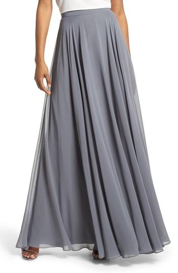 Women's Jenny Yoo 'hampton' Long A-line Chiffon Skirt - Grey