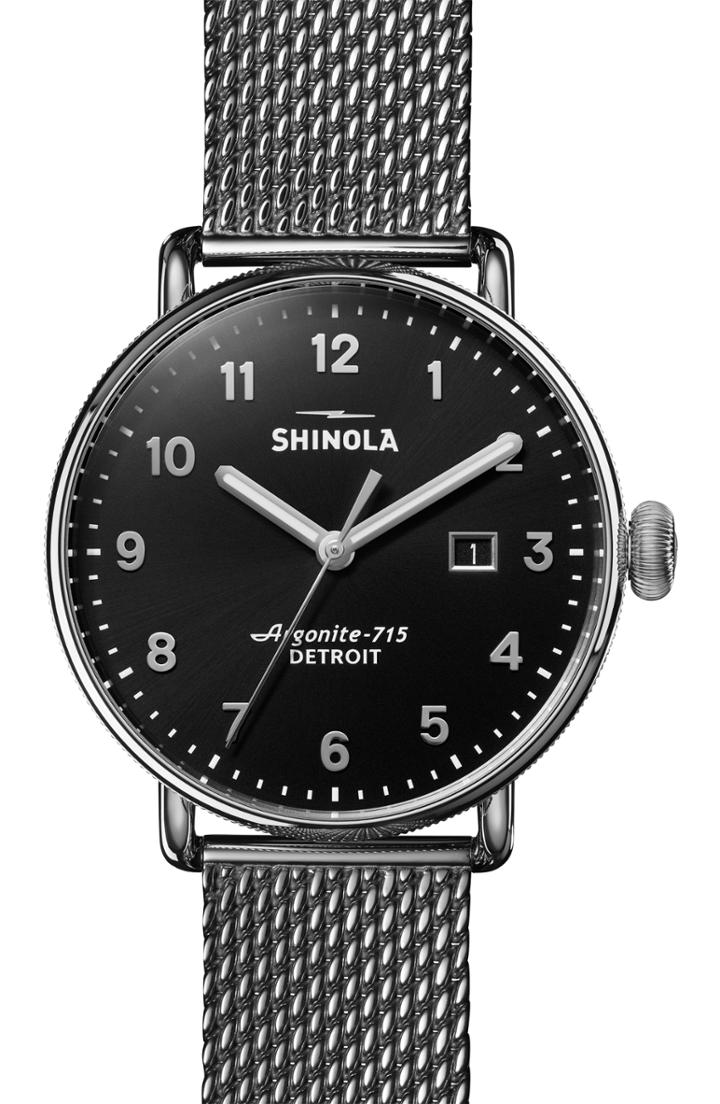 Men's Shinola The Canfield Mesh Bracelet Watch, 43mm