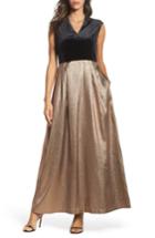 Women's Ellen Tracy Velvet & Glitter Jacquard Gown - Black