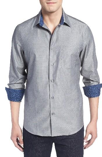 Men's John W. Nordstrom Regular Fit Non-iron Herringbone Sport Shirt