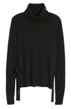 Women's Pam & Gela Distressed Turtleneck Sweater - Black