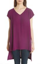 Women's Eileen Fisher High/low Silk Top, Size - Purple