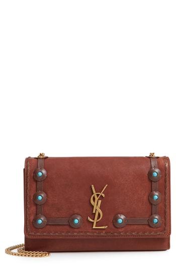Saint Laurent Medium Kate Studded Leather Crossbody Bag - Brown