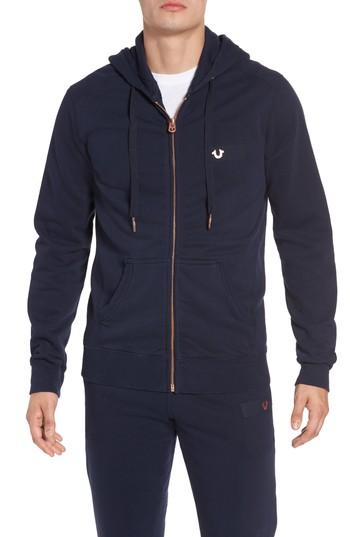 Men's True Religion Brand Jeans Metal Horseshoe Hoodie - Blue