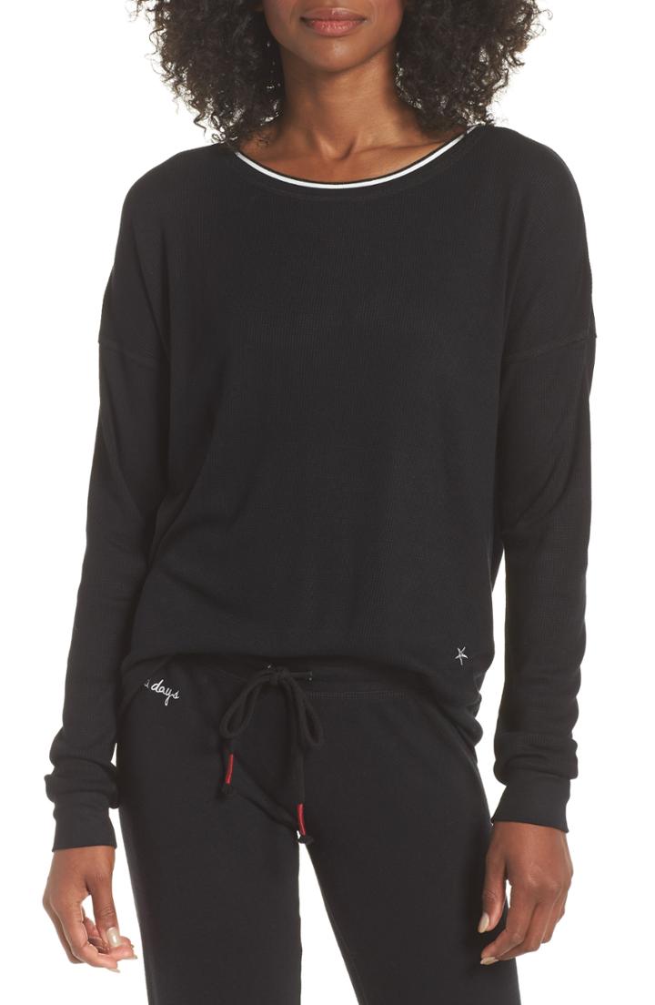 Women's Pj Salvage Ringer Thermal Tee, Size - Black