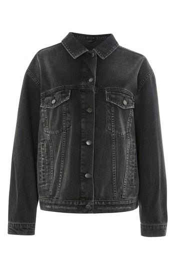 Women's Topshop Boutique Distressed Denim Jacket Us (fits Like 0) - Black