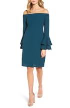Women's One Clothing Ruffle Sleeve Sheath Dress - Blue/green