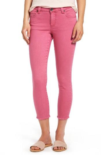 Women's Kut From The Kloth Connie Frayed Hem Crop Skinny Jeans - Pink