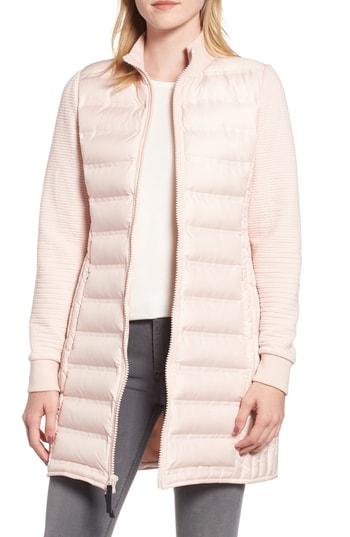 Women's Marc New York Puffer Coat With Puff Knit Sleeves - Pink