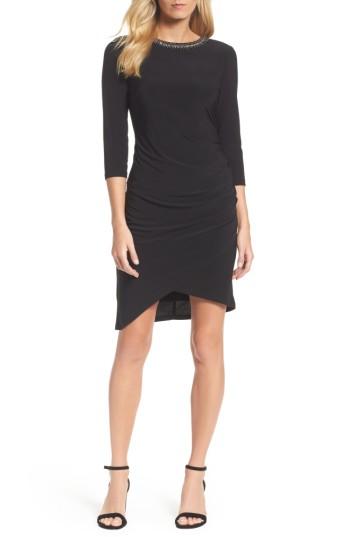 Women's Chetta B Jeweled Neck Sheath Dress - Black