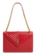 Saint Laurent Large Cassandra Calfskin Shoulder Bag - Red