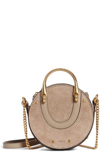Chloe Nano Pixie Leather Crossbody Bag - Beige