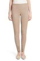 Women's St. John Collection Stretch Leather Pants - Brown