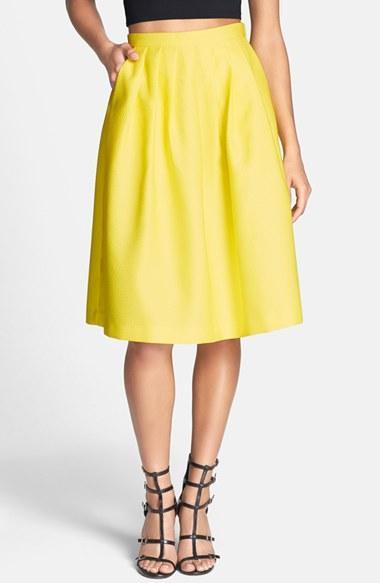 Lucy Paris Textured Full Midi Skirt Yellow