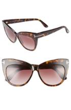Women's Tom Ford Nika 56mm Gradient Cat Eye Sunglasses - Dark Havana/ Gradient Brown