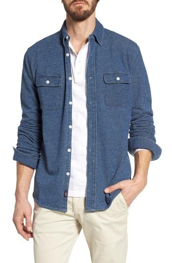Men's Faherty Belmar Chambray Knit Sport Shirt - Blue