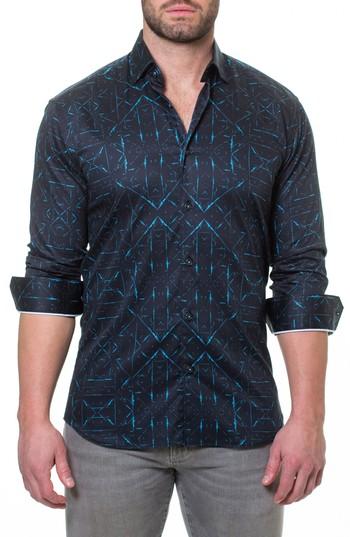 Men's Maceoo Luxor Sketch Black Slim Fit Sport Shirt (m) - Black