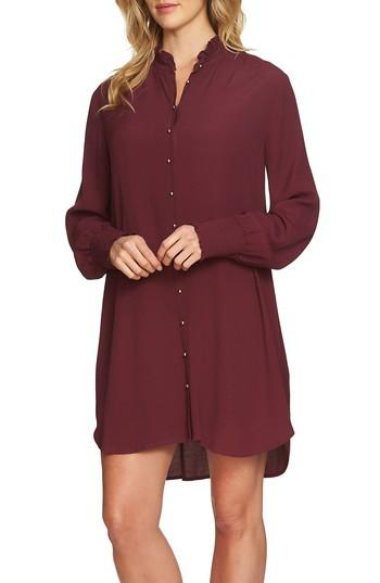 Women's 1.state Button Up Shirtdress - Burgundy