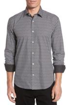 Men's Bugatchi Shaped Fit Dot Print Sport Shirt - Black