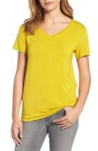 Women's Halogen Modal Jersey V-neck Tee, Size - Yellow