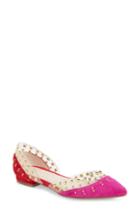 Women's Cecelia New York Studded D'orsay Flat .5 M - Red