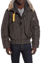Men's Parajumpers Gobi 700 Fill Power Down Bomber Jacket With Genuine Coyote Fur Trim - Grey