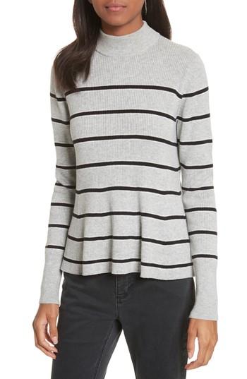 Women's La Vie Rebecca Taylor Mock Neck Stripe Pullover - Pink