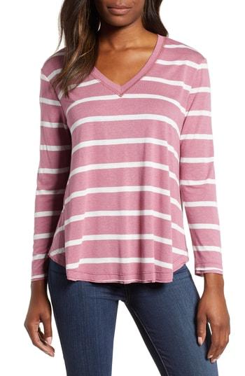 Women's Everleigh V-neck Striped Tunic Tee - Pink