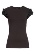 Women's Ted Baker London Floral Applique Sleeve Tee - Black