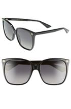 Women's Gucci 57mm Square Sunglasses - Shiny Black
