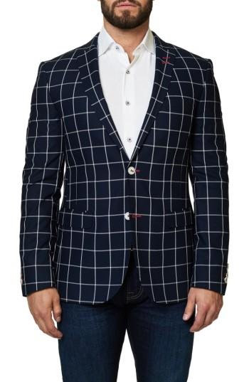 Men's Maceoo Descarte Windowpane Sport Coat (xl) - Blue