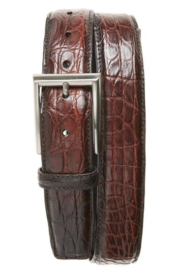 Men's Magnanni Crocodile Leather Belt - Midbrown
