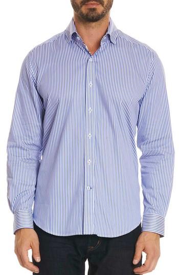 Men's Robert Graham Luther Classic Fit Stripe Sport Shirt - Grey