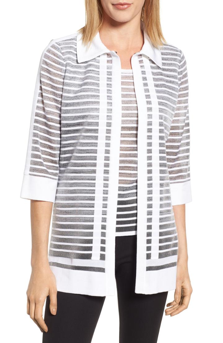 Women's Ming Wang Stripe Jacquard Jacket