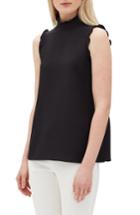 Women's Lafayette 148 New York Charlene Ruffle Trim Silk Blouse - Black
