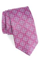Men's David Donahue Medallion Silk Tie, Size X-long - Pink