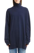 Women's Dries Van Noten Oversized Cashmere Turtleneck Sweater - Blue