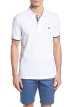 Men's Lacoste Slim Fit Stripe Sleeve Cotton Polo (xl) - White