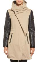 Women's Vince Camuto Faux Leather Sleeve Asymmetrical Anorak