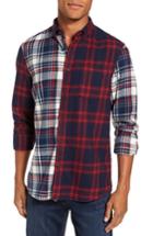 Men's Nordstrom Men's Shop Trim Fit Patchwork Sport Shirt - Blue