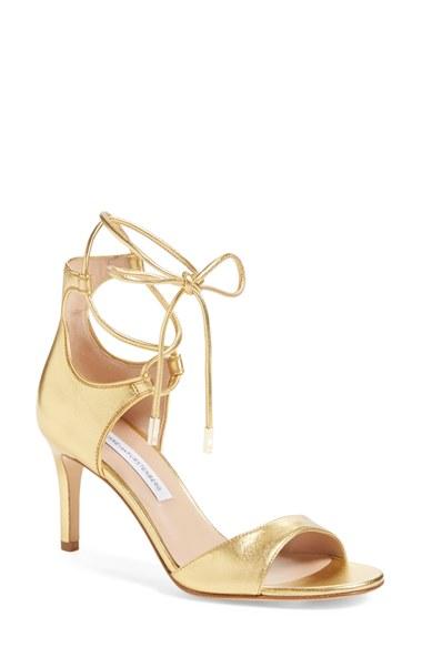 Women's Diane Von Furstenberg 'rimini' Ankle Wrap Sandal M - Metallic