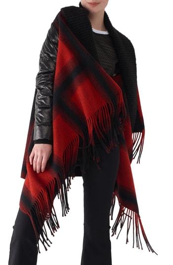 Women's Sosken Glad Buffalo Check Down Sleeve Cape Jacket - Red