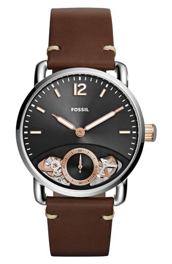 Men's Fossil Commuter Twist Leather Strap Watch, 42mm