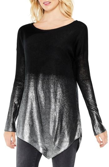 Women's Two By Vince Camuto Asymmetrical Metallic Ombre Sweater - Black