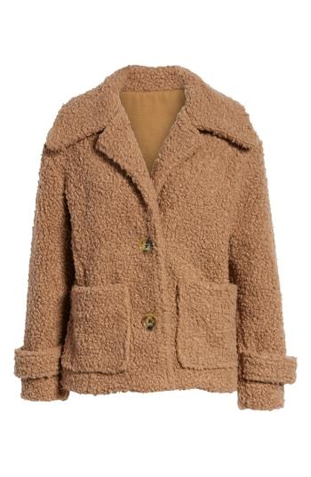 Women's Free People So Soft Faux Fur Peacoat - Brown