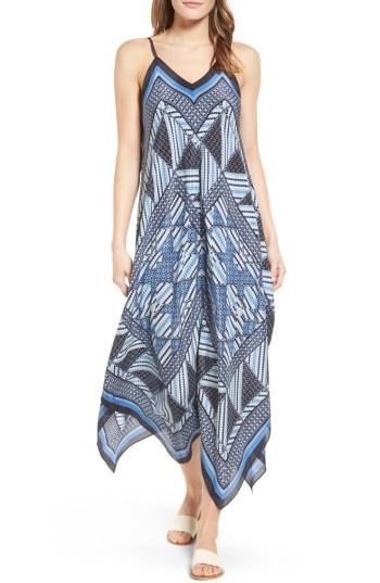 Petite Women's Nic+zoe Calypso Silk Blend Maxi Dress P - Blue